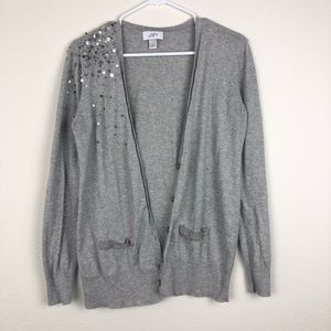 LOFT Ann Taylor Sequin Button Down Cardigan Large